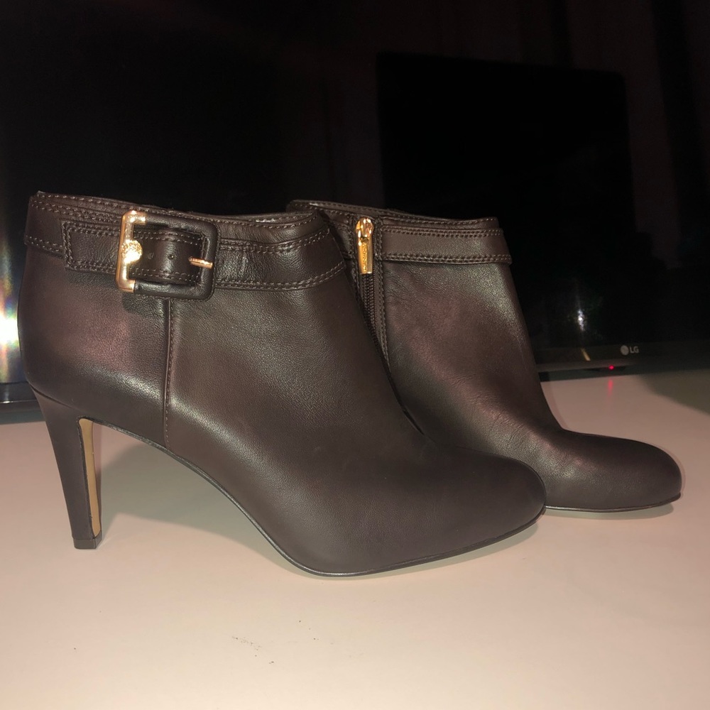 Brown leather boots